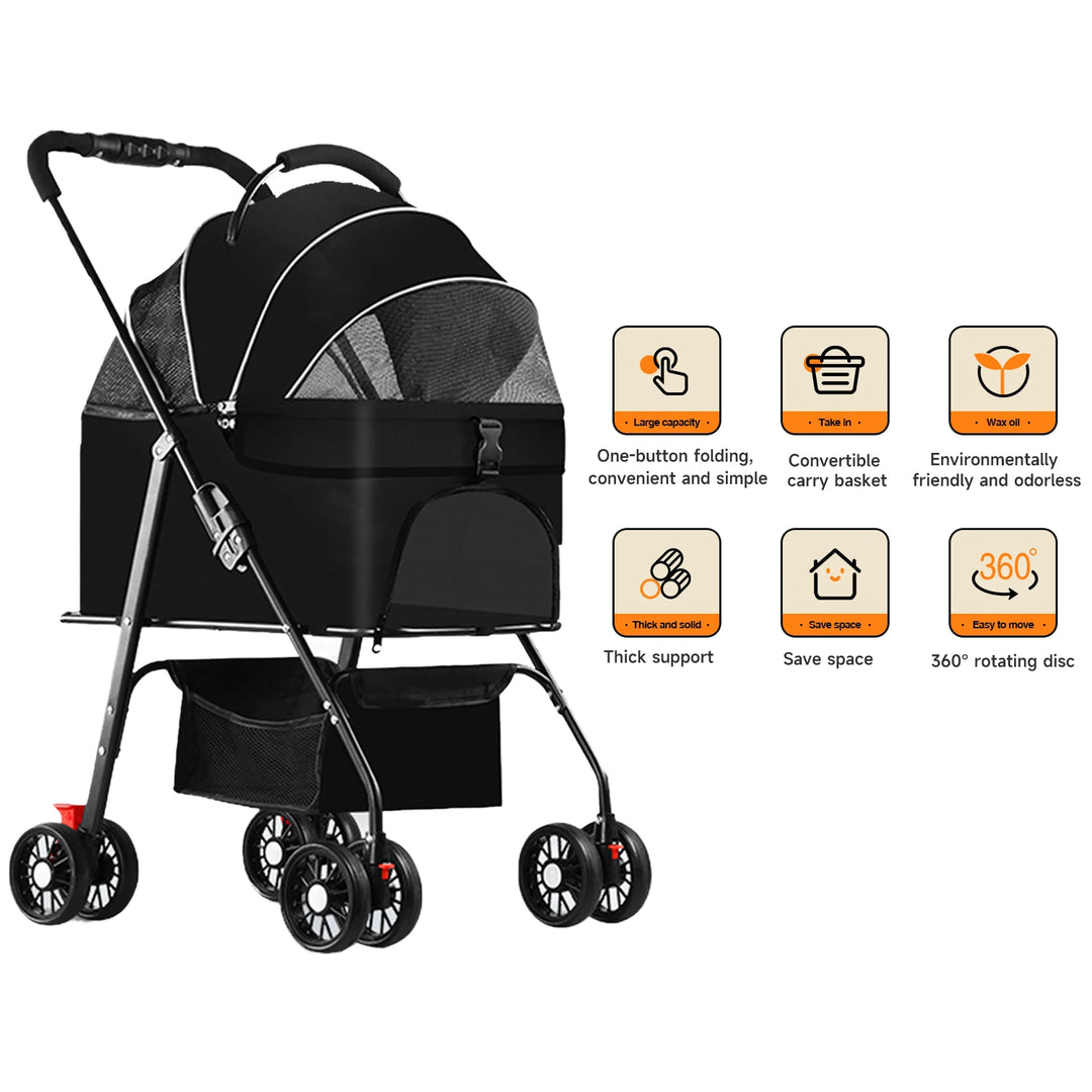 Poussette Multifonction 3-en-1 pour Animaux