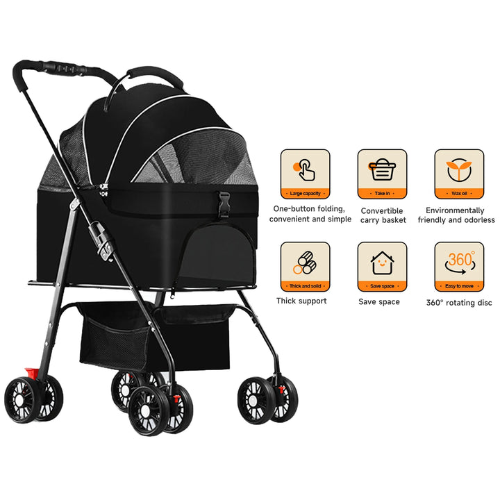 Poussette Multifonction 3-en-1 pour Animaux