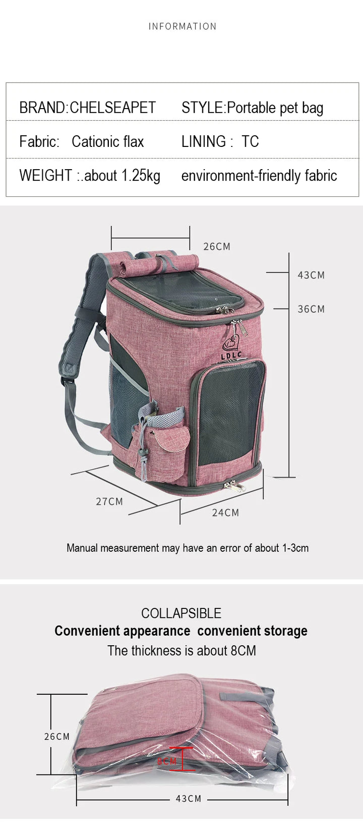 Sac à dos de transport pour animaux de compagnie, sac à bandoulière respirant pour voyage en plein air pour petits chiens et chats, emballage Portable, transport de fournitures pour animaux de compagnie