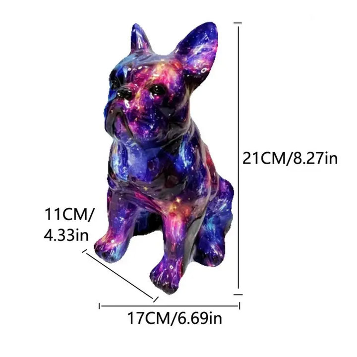 Statue de bouledogue en résine colorée