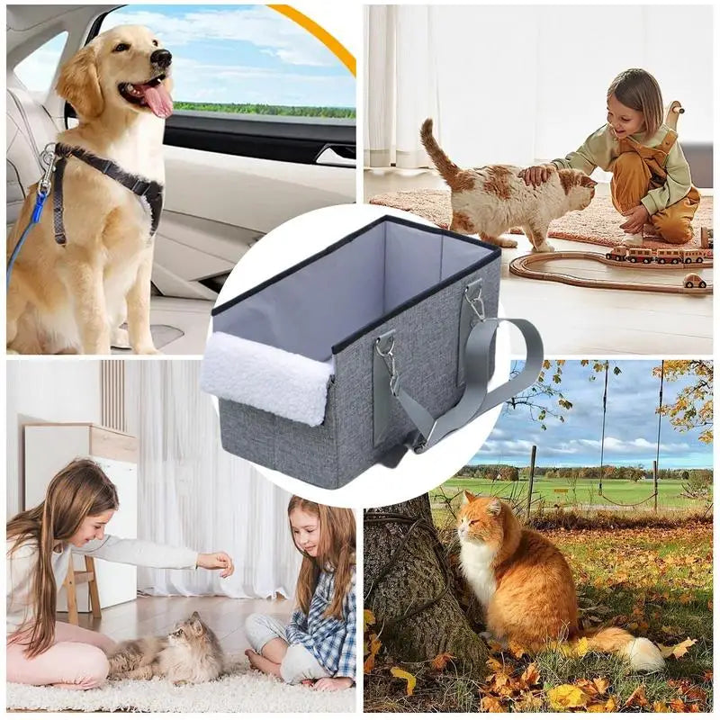 Siège Auto Pliable avec Console Centrale pour Chiens & Chats