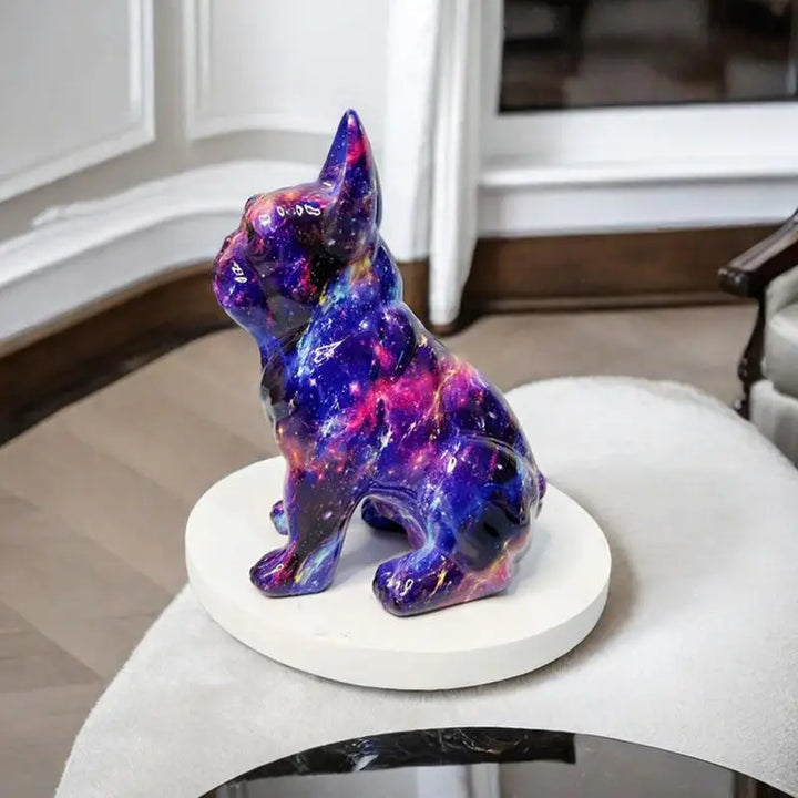 Statue de bouledogue en résine colorée