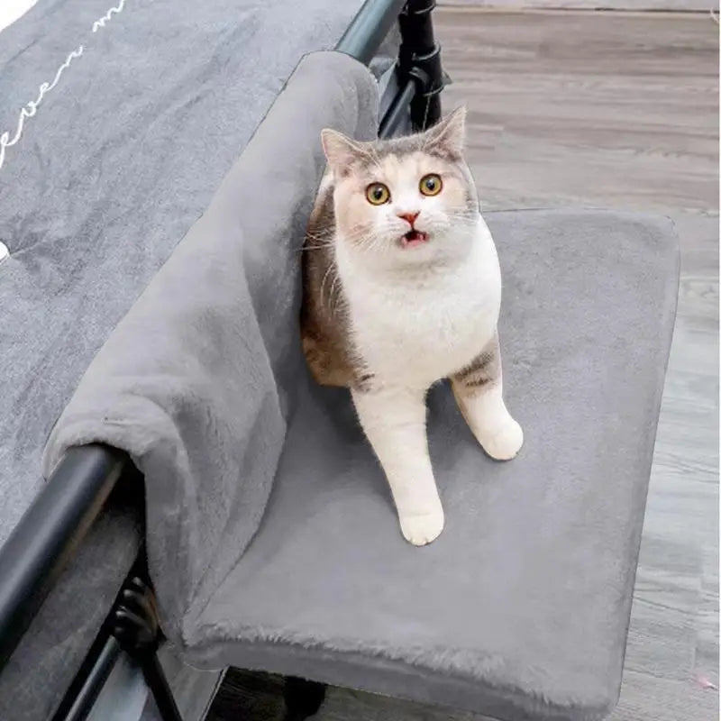 Hamac pour chat en flanelle et cadre en métal