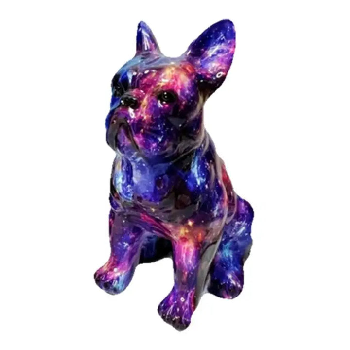 Statue de bouledogue en résine colorée
