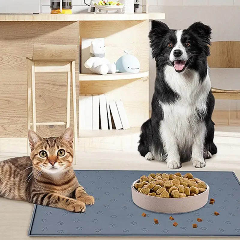 Tapis de Nourriture Antidérapant & Étanche pour Chiens et Chats – Silicone Premium