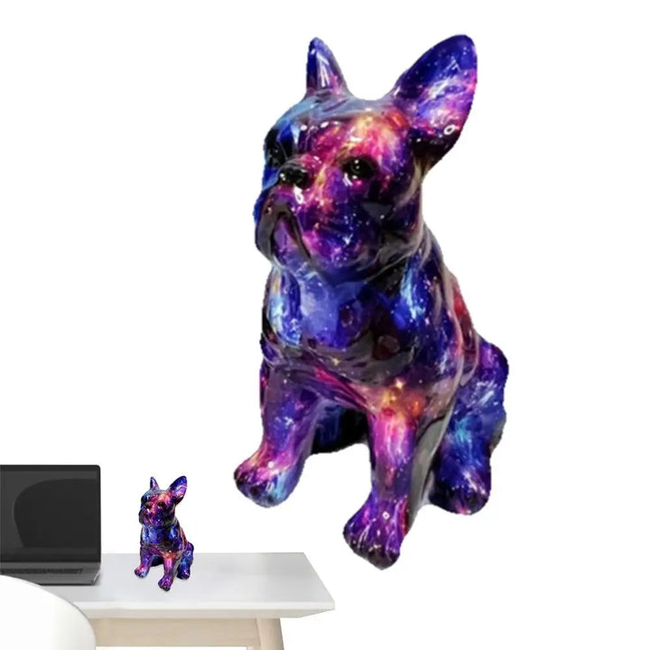 Statue de bouledogue en résine colorée