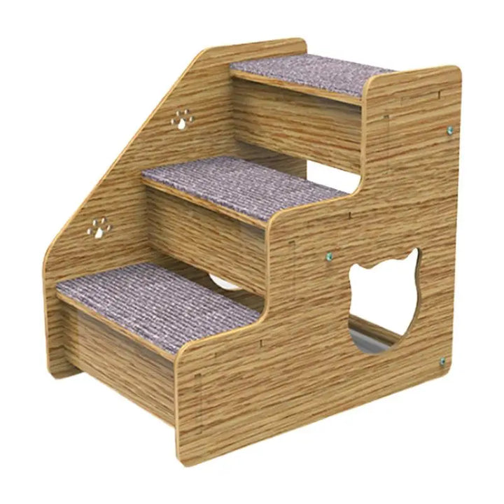 Escalier Premium en Bois à 3 Niveaux pour Chiens et Chats – Confort et Sécurité Ultimes