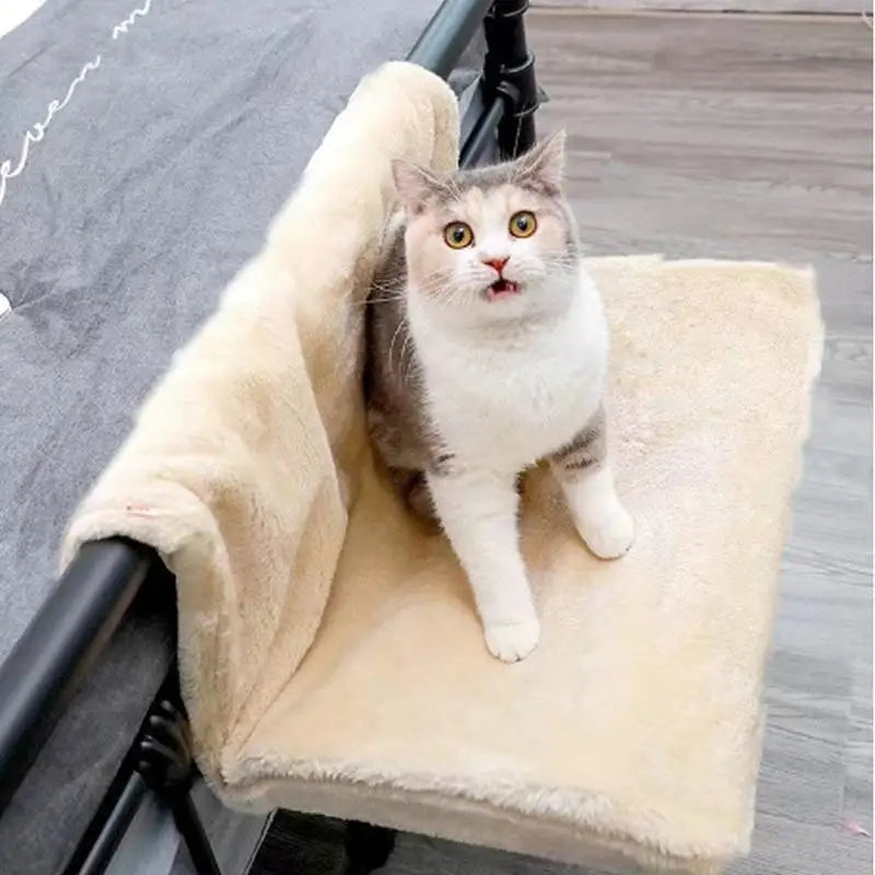 Hamac pour chat en flanelle et cadre en métal
